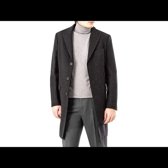 Calvin Klein Men's Malibu Slim-Fit Charcoal Plaid Overcoat - Picture 5 of 13